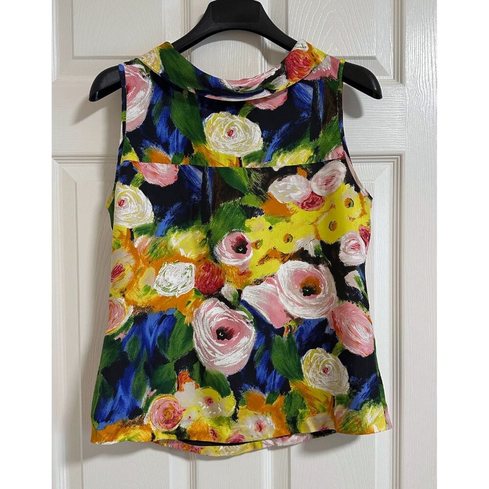 J. Crew Silk Floral Watercolor Sleeveless Blouse